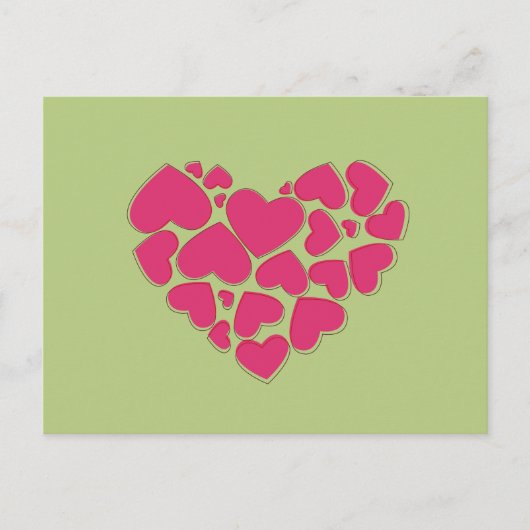 Carte Postale Motif De Coeurs, Coeurs Roses, Amour (Devant)