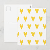 Carte postale Motif de Coeurs Jaunes mignons (Devant / Derrière)