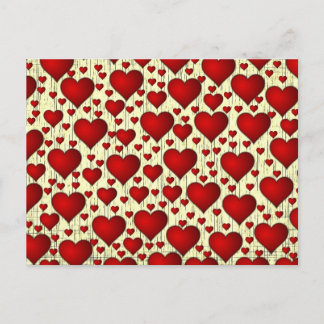 Carte Postale Motif de cœurs rouges