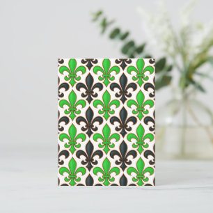 Carte Postale Motif de conception de fleur de lis baroque noir v