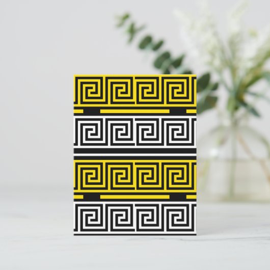 Carte Postale Motif de conception de frise à clé grecque jaune b (Debout devant)