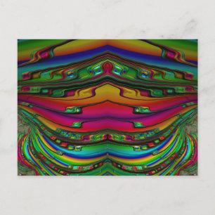 Carte Postale ~ Motif de conception fractale 3D ~ Multicolore