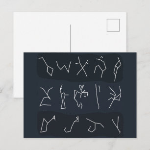 Carte Postale Motif de constellation dans un style rayé pour une
