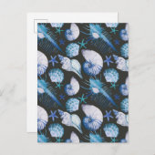 Carte Postale Motif de coraux avec coquillages (Devant / Derrière)