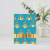 Carte Postale Motif de couronne d'or et d'aqua (Debout devant)