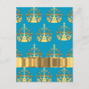 Carte Postale Motif de couronne d'or et d'aqua