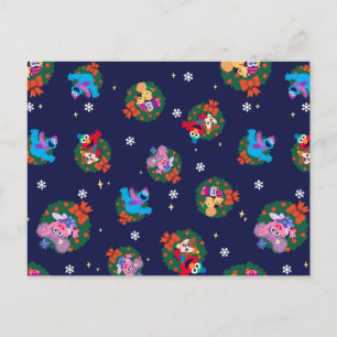 Carte Postale Motif de couronnes de Noël de la rue Sesame