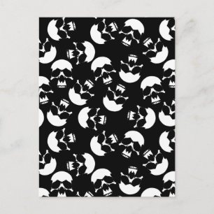 Carte Postale Motif de crâne esthétique sombre noir et blanc