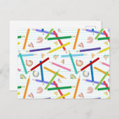 Carte Postale Motif de crayons colorés (Devant / Derrière)