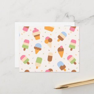 Carte Postale Motif de crème glacée, cône de crème glacée, Popsi