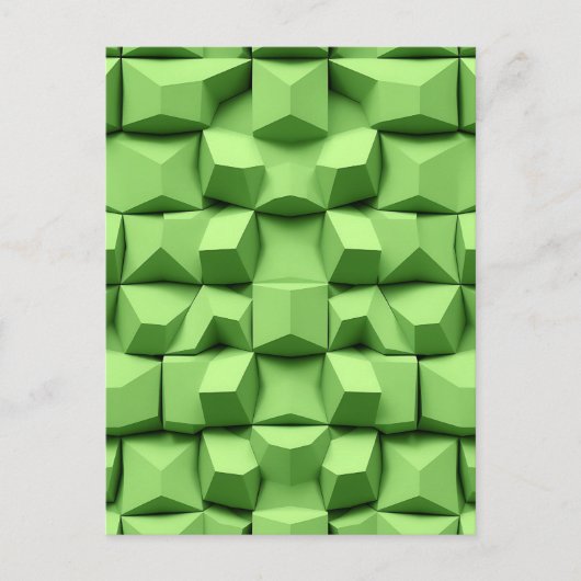 Carte Postale Motif de cube géométrique 3D vert sauge (Devant)