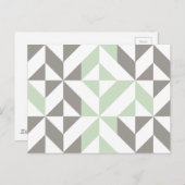 Carte Postale Motif de cube géométrique Sage Green et Silver (Devant / Derrière)