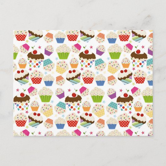 Carte Postale Motif de cupcake coloré rétro (Devant)