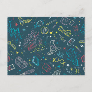 Carte Postale Motif de dessin au trait d'objets de la gamme HARR