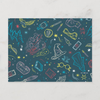 Carte Postale Motif de dessin au trait d'objets de la gamme HARR