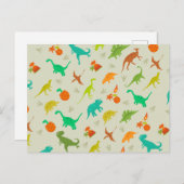 Carte Postale Motif de dinosaures (Devant / Derrière)