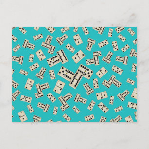 Carte Postale Motif de domino turquoise amusant