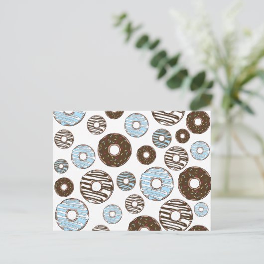 Carte Postale Motif De Donuts, Donuts Bleus, Donuts Brown (Debout devant)
