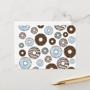 Carte Postale Motif De Donuts, Donuts Bleus, Donuts Brown