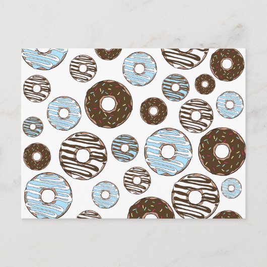 Carte Postale Motif De Donuts, Donuts Bleus, Donuts Brown (Devant)