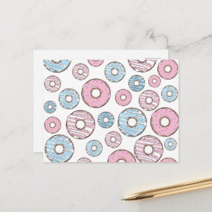 Carte Postale Motif de donuts, Donuts roses, Donuts bleus