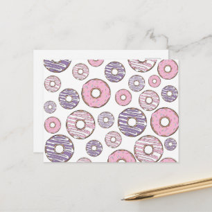 Carte Postale Motif De Donuts, Donuts Roses, Donuts Violets