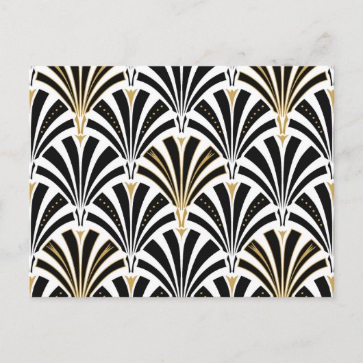 Carte Postale Motif de fan d'art déco - noir et blanc (Devant)