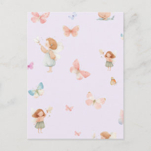 Carte Postale Motif de fée pastel Design de nurserie papillon mi