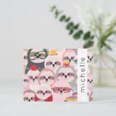 Carte Postale Motif De Fentes, De Mignons Fentes, Votre Nom (Debout devant)