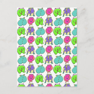 Carte Postale Motif de fesses de hamster colorées