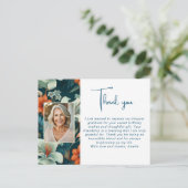 Carte Postale Motif de feuillage de fleurs élégant Photo Merci (Debout devant)