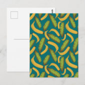Carte Postale Motif de feuille de bananier turquoise tropicale (Devant / Derrière)