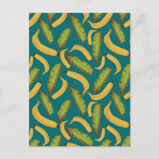 Carte Postale Motif de feuille de bananier turquoise tropicale (Devant)