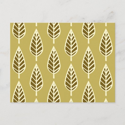 Carte Postale Motif de feuille de hêtre - Brun clair et brun (Devant)