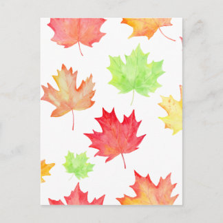 Carte Postale Motif de feuille d'érable aquarelle