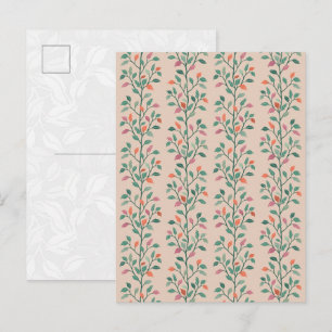 Carte Postale Motif de feuille élégant botanique moderne sur fon