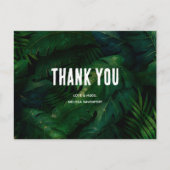 Carte Postale Motif de feuilles tropicales vert foncé Merci (Devant)