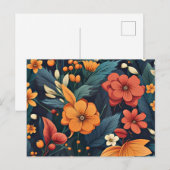 Carte Postale Motif de fleur coloré (Devant / Derrière)