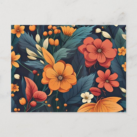 Carte Postale Motif de fleur coloré (Devant)
