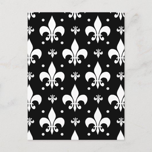 Carte Postale Motif de fleur de lis noir Design (Devant)