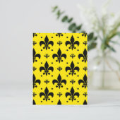 Carte Postale Motif de fleur de lis sur fond jaune (Debout devant)