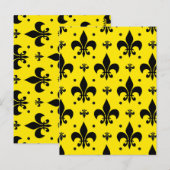 Carte Postale Motif de fleur de lis sur fond jaune (Devant / Derrière)