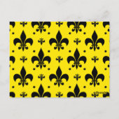 Carte Postale Motif de fleur de lis sur fond jaune (Dos)