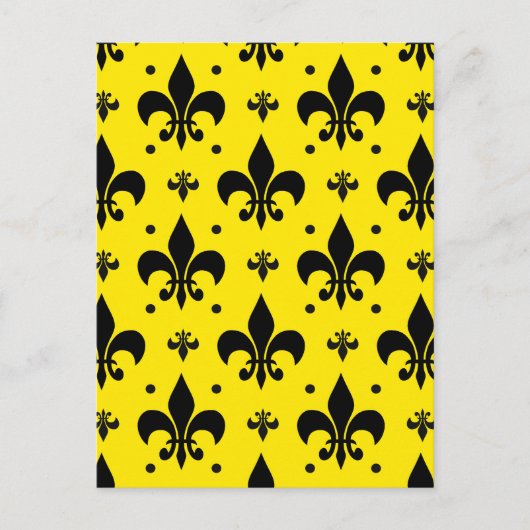Carte Postale Motif de fleur de lis sur fond jaune (Devant)