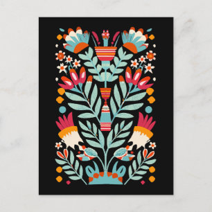 Carte Postale Motif de fleur Otomi Art floral mexicain