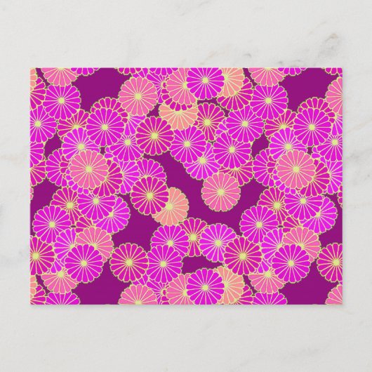 Carte Postale Motif de fleurs Art Déco - tons violet, corail (Devant)