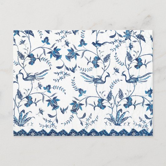 Carte Postale Motif de fleurs bleu blanc (Devant)