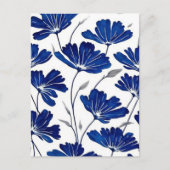 Carte Postale Motif de fleurs bleu marine (Devant)