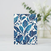 Carte Postale Motif de fleurs bleu marine (Debout devant)