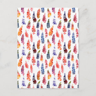 Carte Postale Motif de fleurs de lupin girly aquarelle colorée